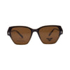 Green marbled geometric clip-on optical glasses with detachable brown magnetic sunglass lenses.
